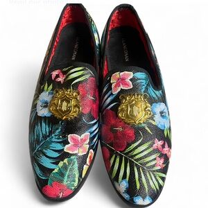 ELANROMAN Men's Loafers Gold Buckle Fashion Handmade Wedding Party Prom Shoes